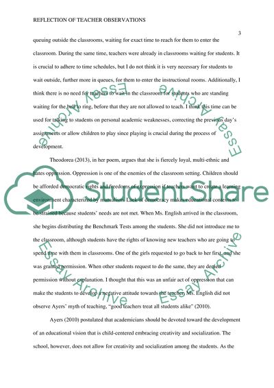 a reflection of teacher observations essay example topics and well a reflection of teacher observations