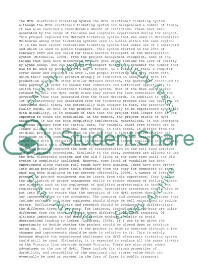 The MYKI electronic ticketing system