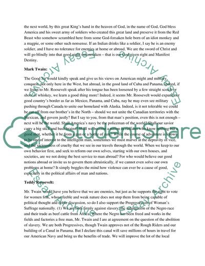 The Debate of Mark Twain and Theodore Roosevelt on Imperialism