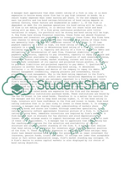 What factors determine a bonds rating Why is the rating important to the firms manager