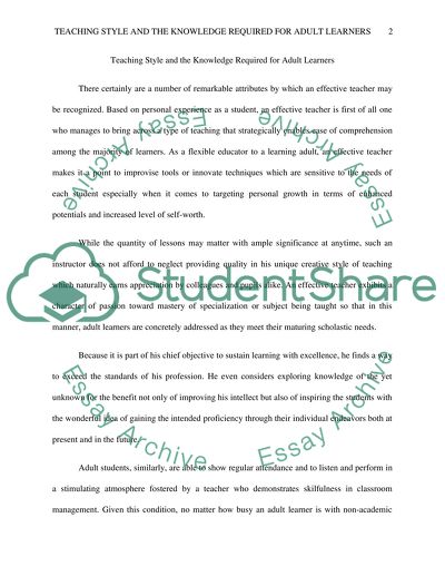 Connecting my teaching style with what adult leraners need to know