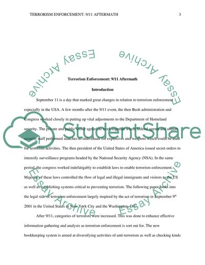 Terrorism Enforcement: 9/11 Aftermath