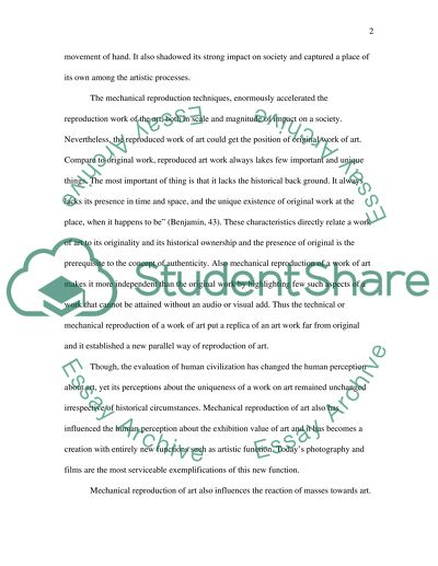 The Work of Art in the Age of Mechanical Reproduction