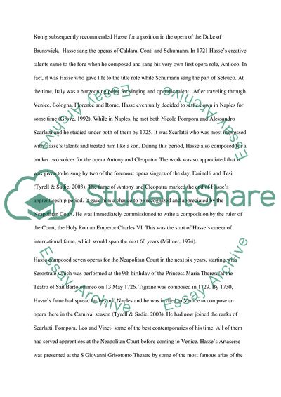 The Times & Music of Johann Adolf Hasse