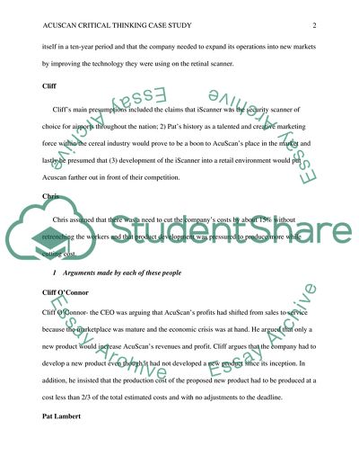 Acuscan Critical Thinking Case Study
