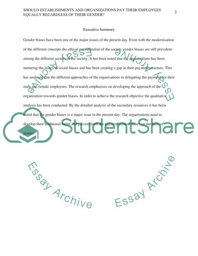 Should Establishments and Organizations Pay Their Employees Equally Regardless of Their Gender