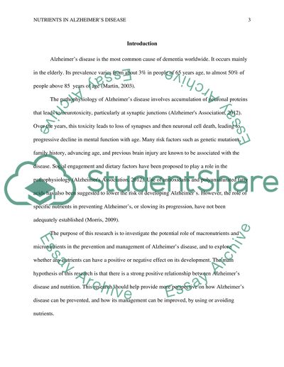The role of macronutrients and micronutrients in Alzheimers disease