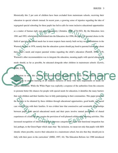 Educational Issues and Special Education Needs