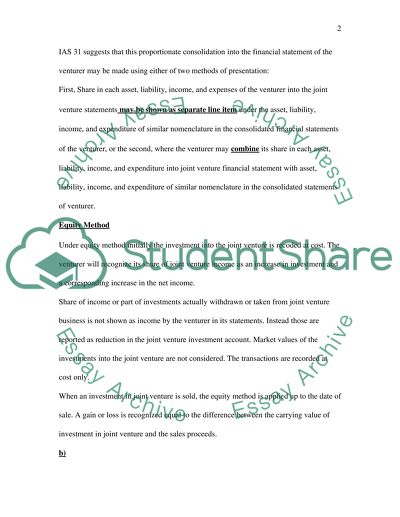 Evaluation of Proportion Consolidation Method as Well Equity Method