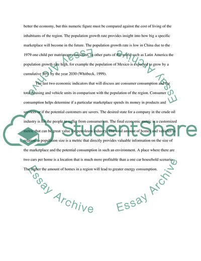 Economic Indicators in the Oil Industry