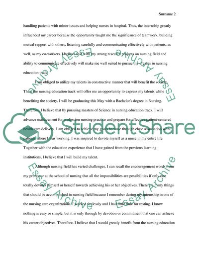 Letter of Intent for Getting a Nursing Education