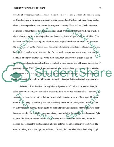 International Terrorism and the Meaning of Islam