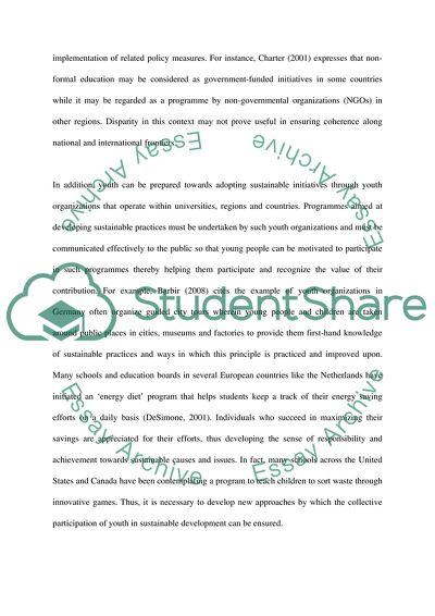 Role of Youth in Sustainable Production and Consumption