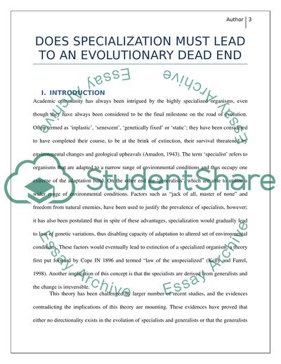 The Specialization and Parasites