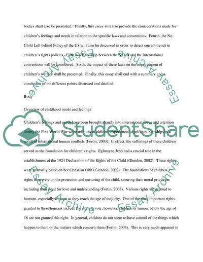 Overview of Childhood Needs and Feelings