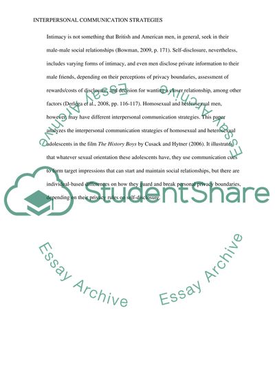 The Heterosexual and Homosexual Male Friendships in The History Boys