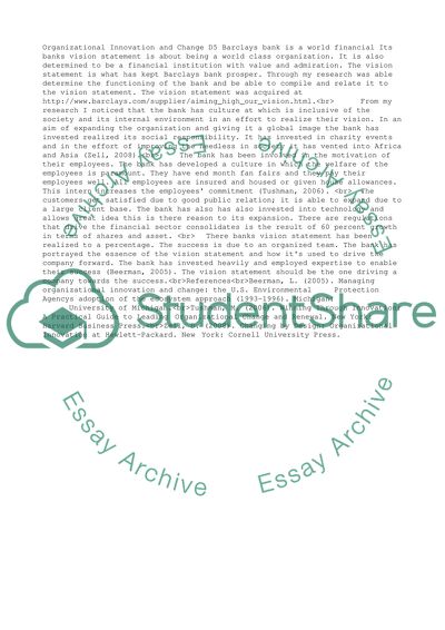 Organizational Innovation and Change D5