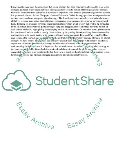 Four Main Debates in the Field of Global Strategy by Peng and Pleggenkuhle-Miles