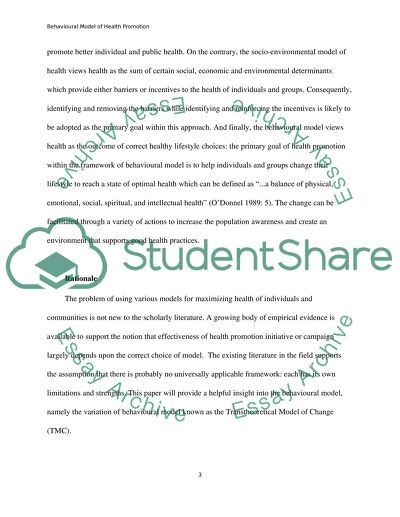 Behavioral Model of Health Promotion