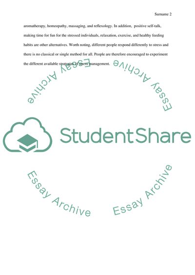 Approaches of Stress Management