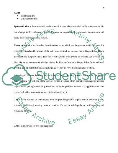 Capital Asset Pricing Model