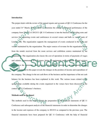 Annual Report and Accounts regarding the Financial Performance of the Qe11