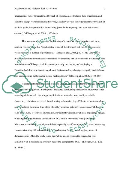 Linking Psychopathy and violence risk assessment