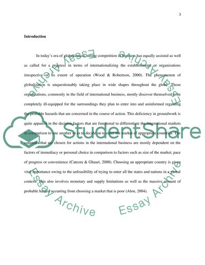 International Market Entry and Development