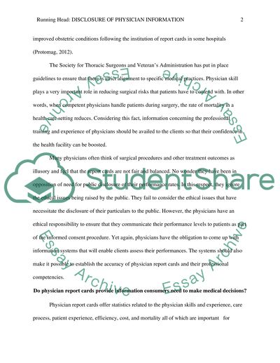 Disclosure of Physician Information