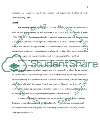 The Learning Processes of Andragogy and Pedagogy