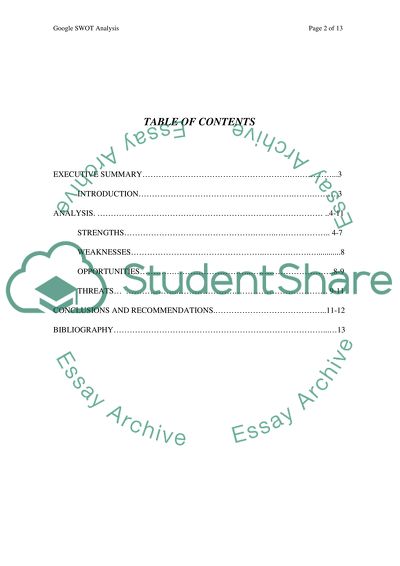 Recommendation paper about google