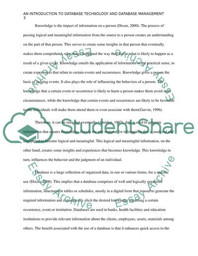 An Introduction to Database Technology and Database Management