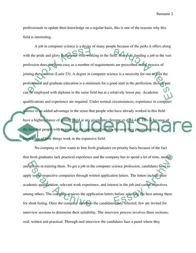 A Career in a Computer Science Field