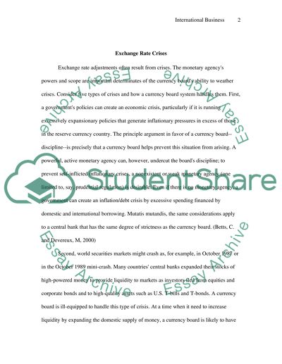 Exchange Rate Crisis