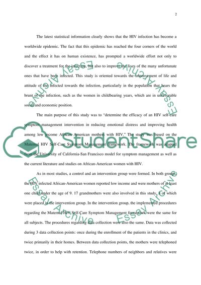 An HIV Symptom Management Intervention for African-American mothers