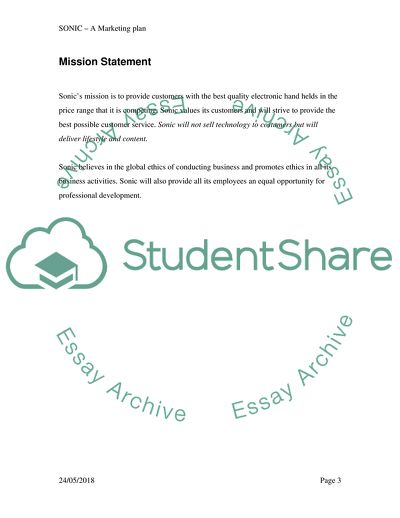 Sonic: Marketing Plan