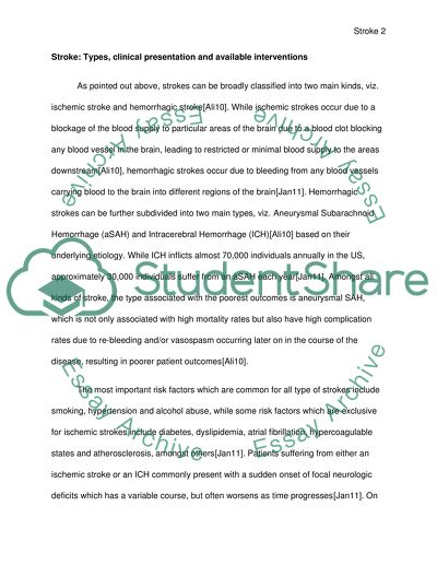 Nursing care specifically related to strokes and stroke care