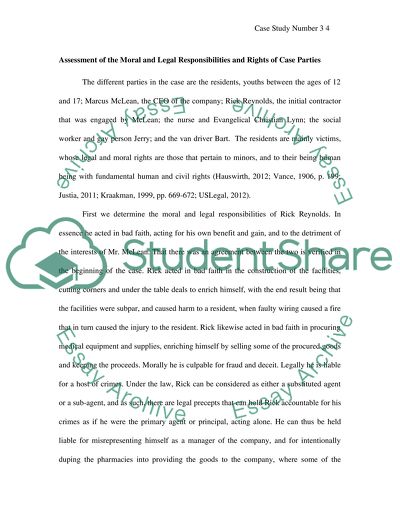 Assessment of the Moral and Legal Responsibilities and Rights of Case Parties