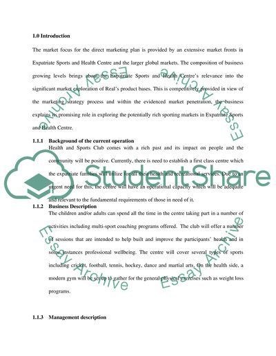 Direct Marketing Strategies for Expatriate Sports and Health Centre