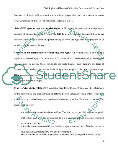 Civil Rights in the USA and California