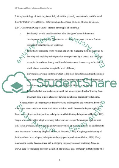 Litrture review on self and identity in stutters
