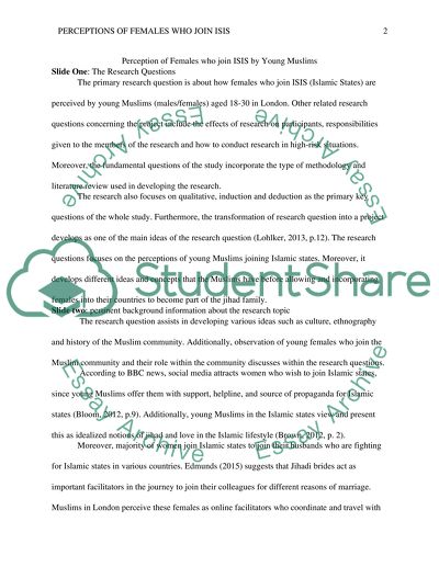 Perception of Females Who Join ISIS by Young Muslims