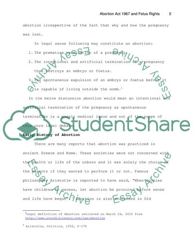 The Abortion Act 1967 and The Human Rights of The Fetus