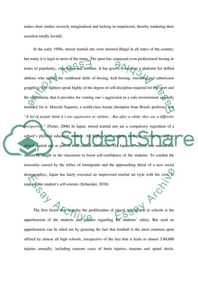 Mixed Martial Arts in Public Schools