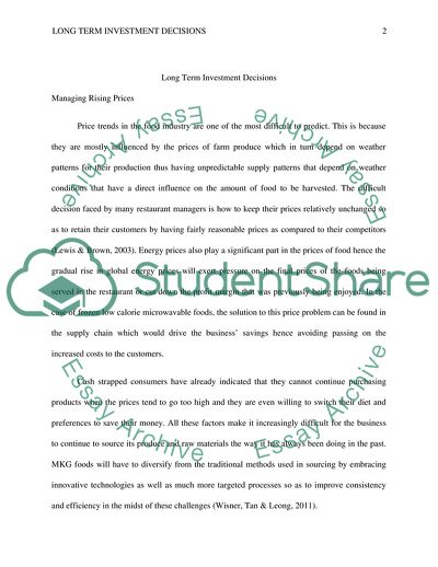 Long-Term Investment Decisions