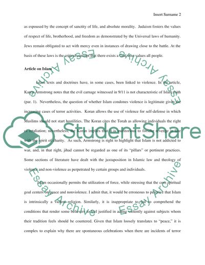 Critique of articles written about Judaism, Islam, and Christianity