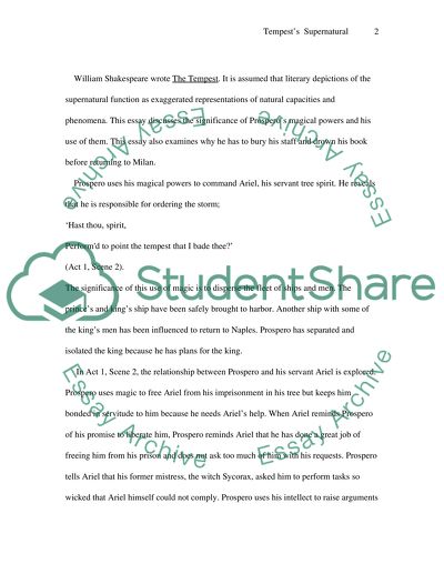 The Use of Magic in William Shakespeares The Tempest