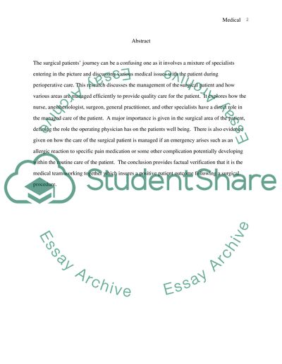 Leadership and Management of Perioperative Care: Evaluation of Surgical Patients Journey