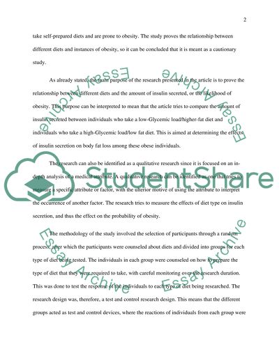Analysis of Effect of a Low-Glycemic Load vs Low-Fat Diet in Obese Young Adults Article by Ebbeling