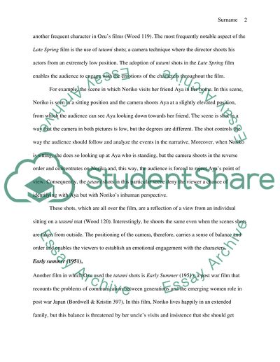 The Emotions of the Characters in the Films of Yasujiro Ozu